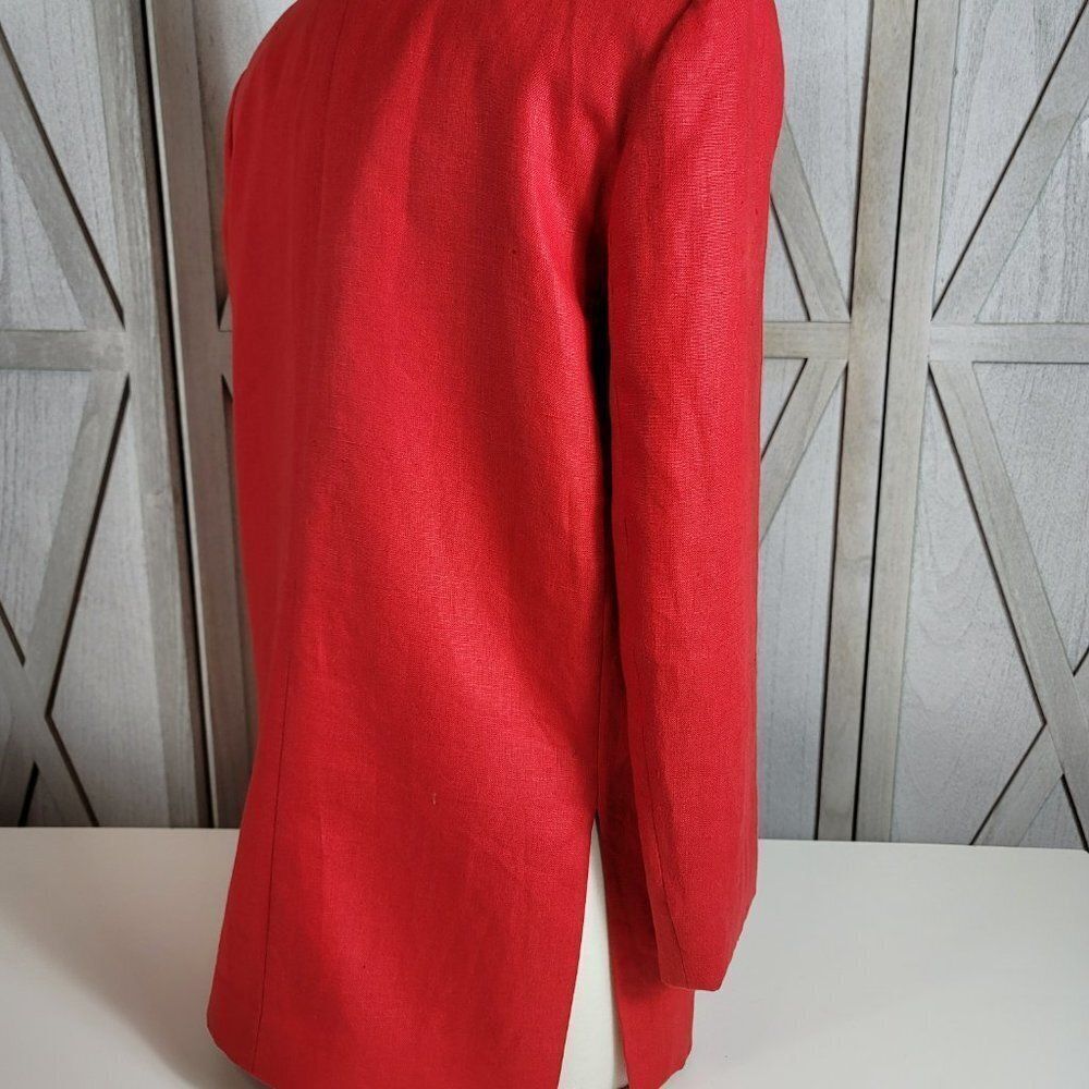 Moygashel 100% Linen - Fully Lined - Red Blazer. Made In Guatemala - Sz Small - Picture 6 of 16